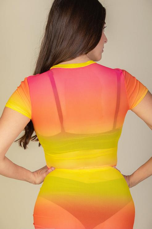 Sexy Mesh Sheer Short Sleeve Crop Top-3
