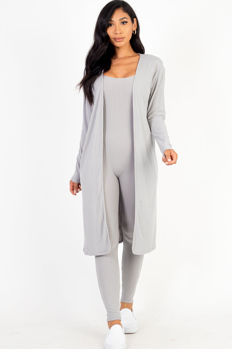 Ribbed Cardigan & Jumpsuit Set-6