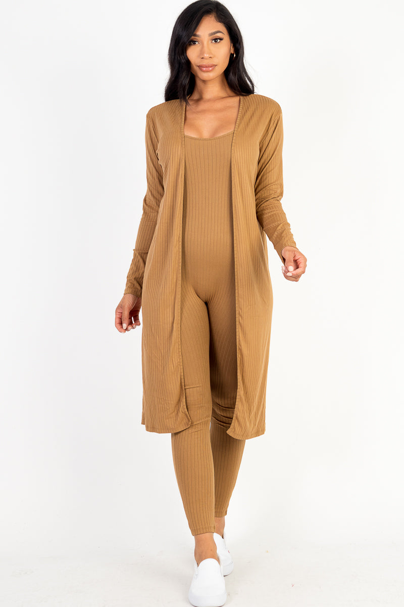 Ribbed Cardigan & Jumpsuit Set-7