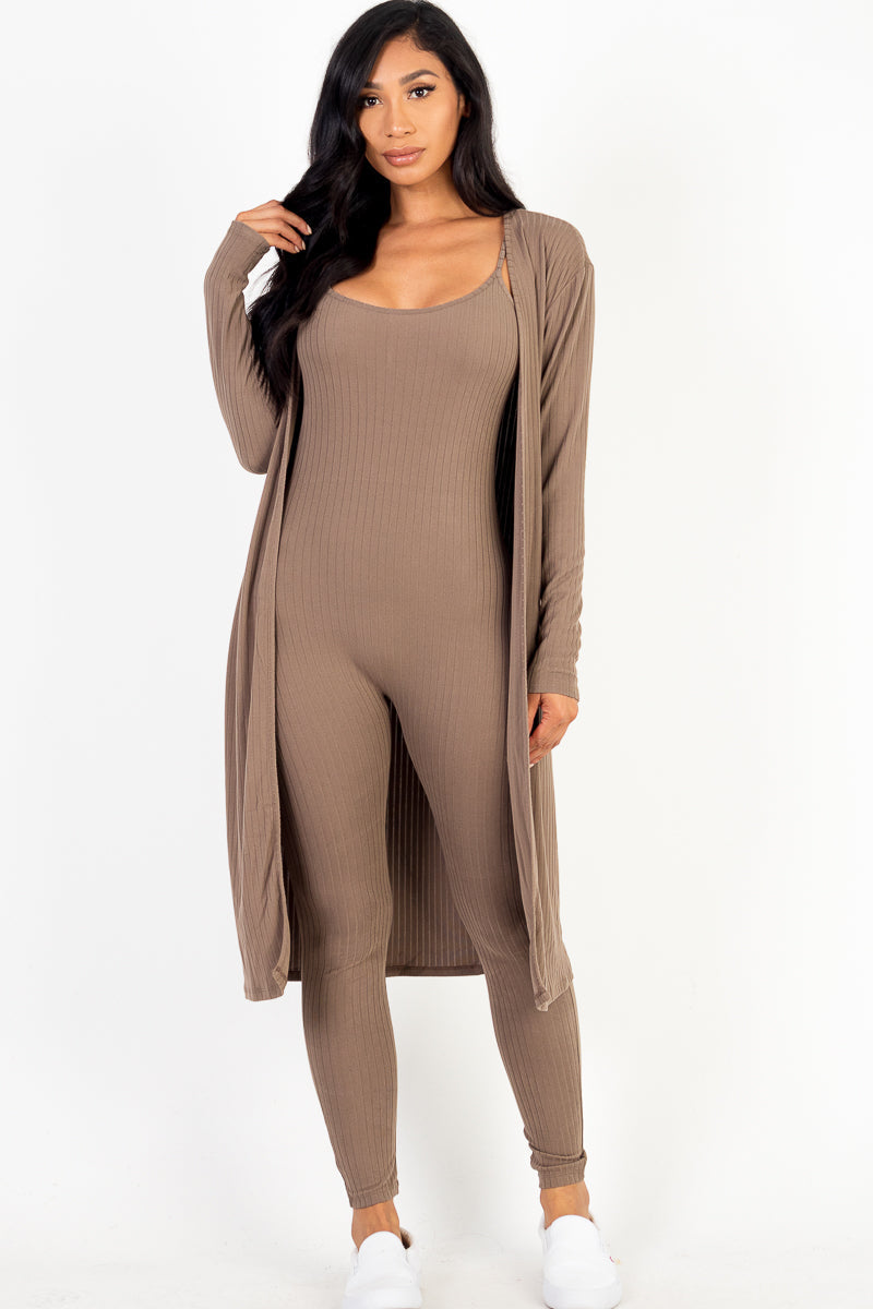 Ribbed Cardigan & Jumpsuit Set-8