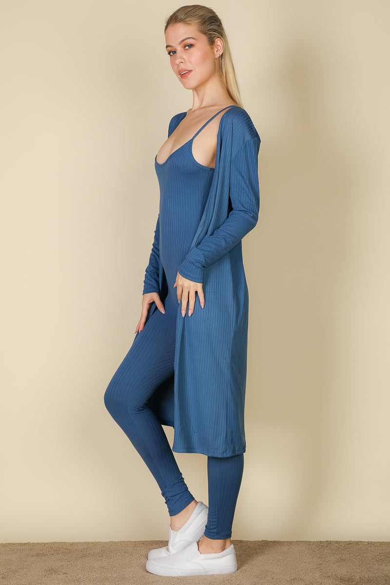 Ribbed Cardigan & Jumpsuit Set-3