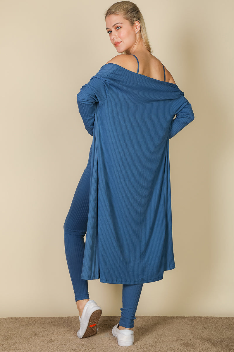 Ribbed Cardigan & Jumpsuit Set-4