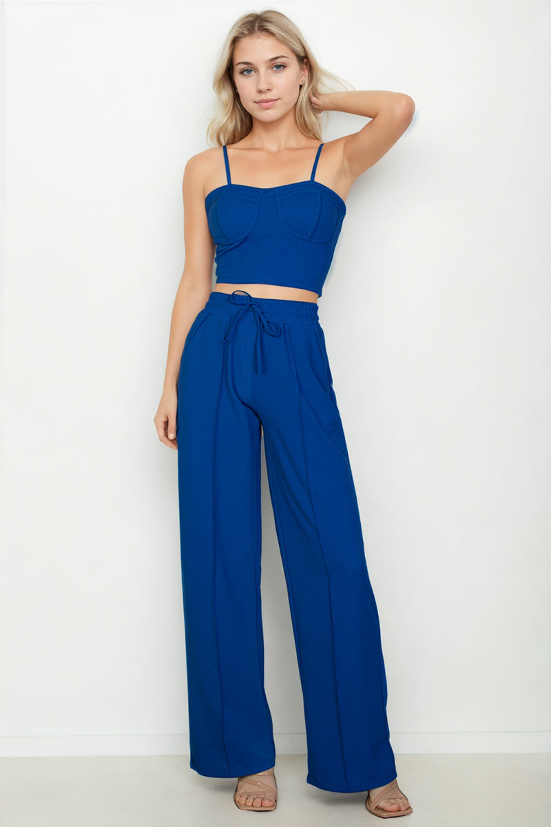 Bustier Crop Cami Top & Slant Pocket Straight Pants (CAPELLA)-8