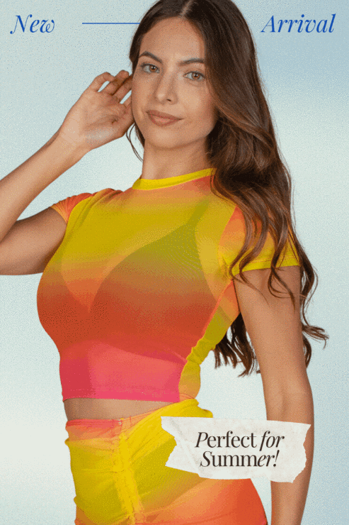 Sexy Mesh Sheer Short Sleeve Crop Top-0